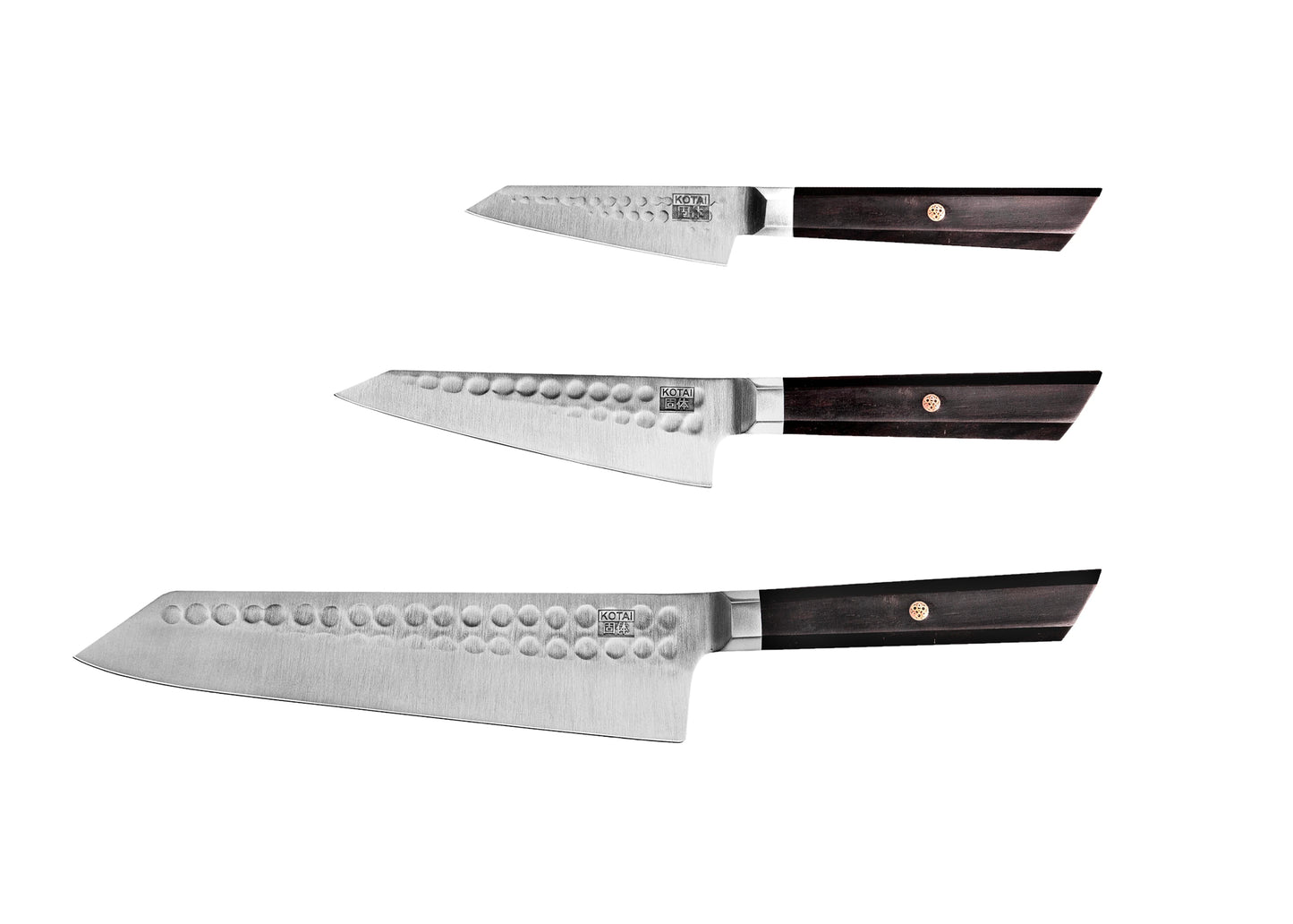 3-Piece Bunka knife set with Japanese 440C steel blades.