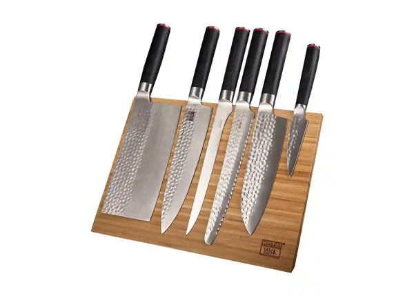 Lot de 3 couteaux et support aimanté en bambou - cuisine - charcuterie