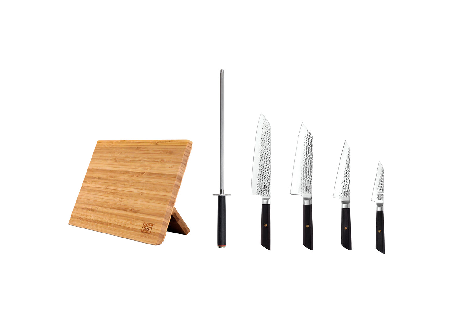 6-Piece Complete Bunka knife set with ebony handles and 440C steel blades.