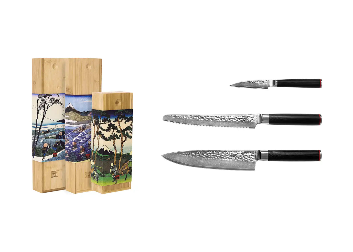 Juego de cuchillos esencial de 3 piezas - Colección Pakka Damascus