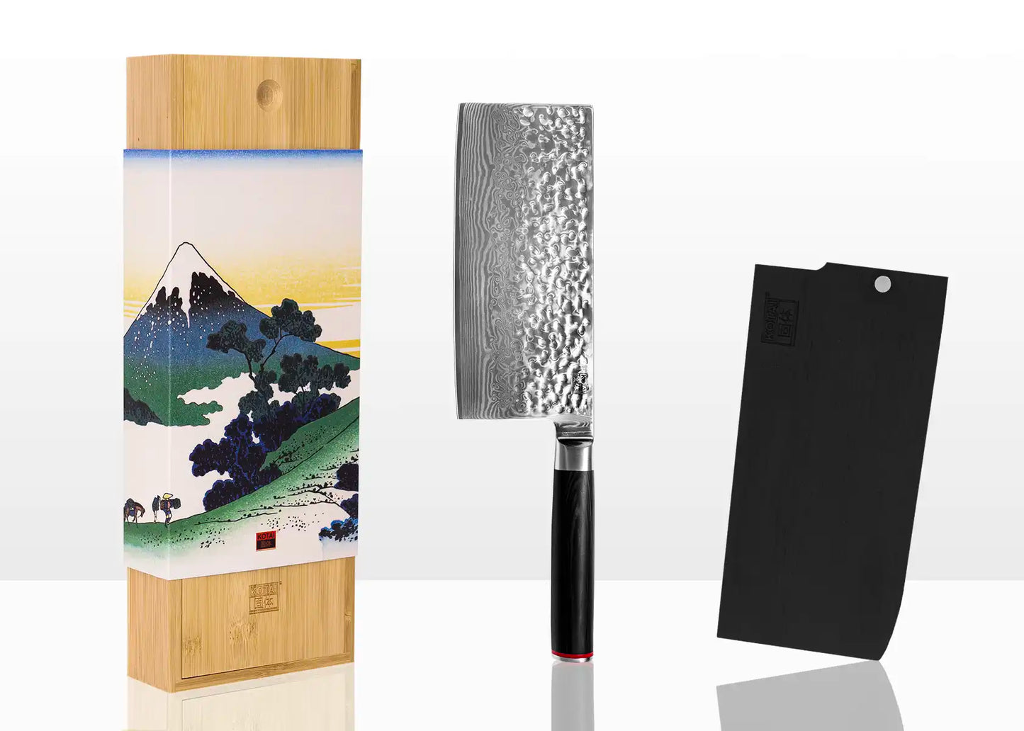19 cm Cleaver with 440C stainless steel blade and black pakkawood handle.