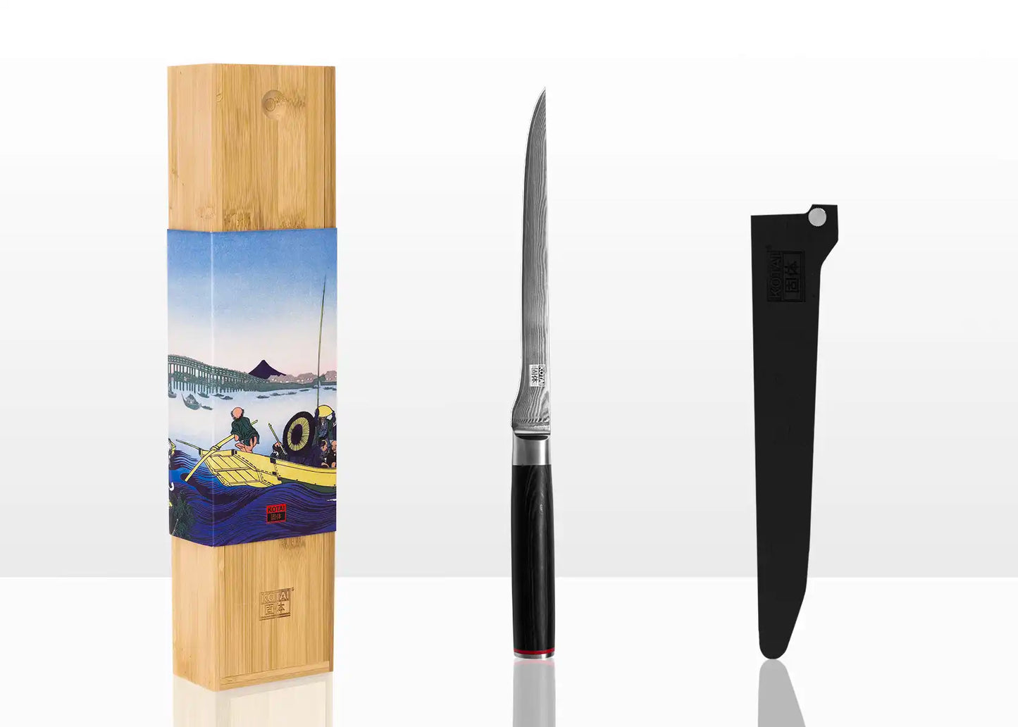 20 cm Flexible Fillet knife made of 440C steel with pakkawood handle.
