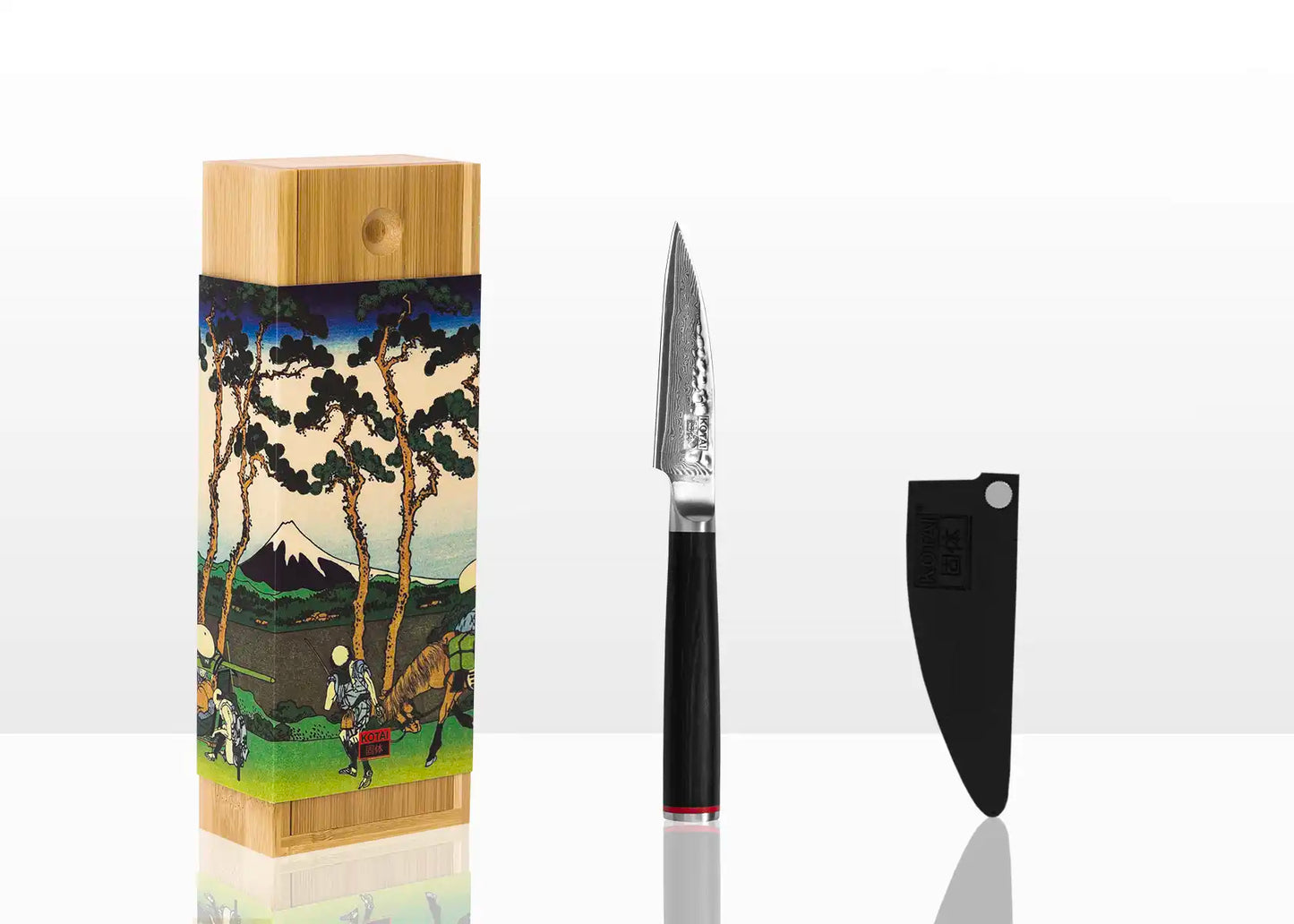 9 cm Paring knife with 440C blade and black pakkawood handle.