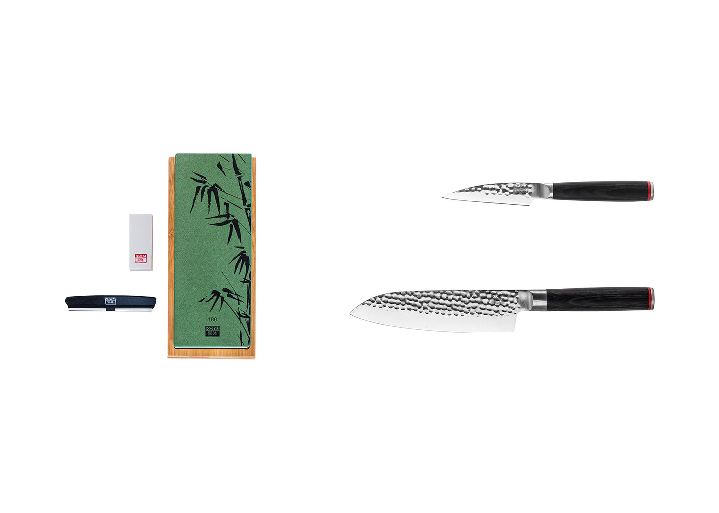 3-Piece Starter Pakka knife set with 440C steel blades and black pakkawood handles.