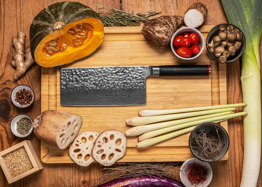 19 cm Cleaver with 440C stainless steel blade and black pakkawood handle.