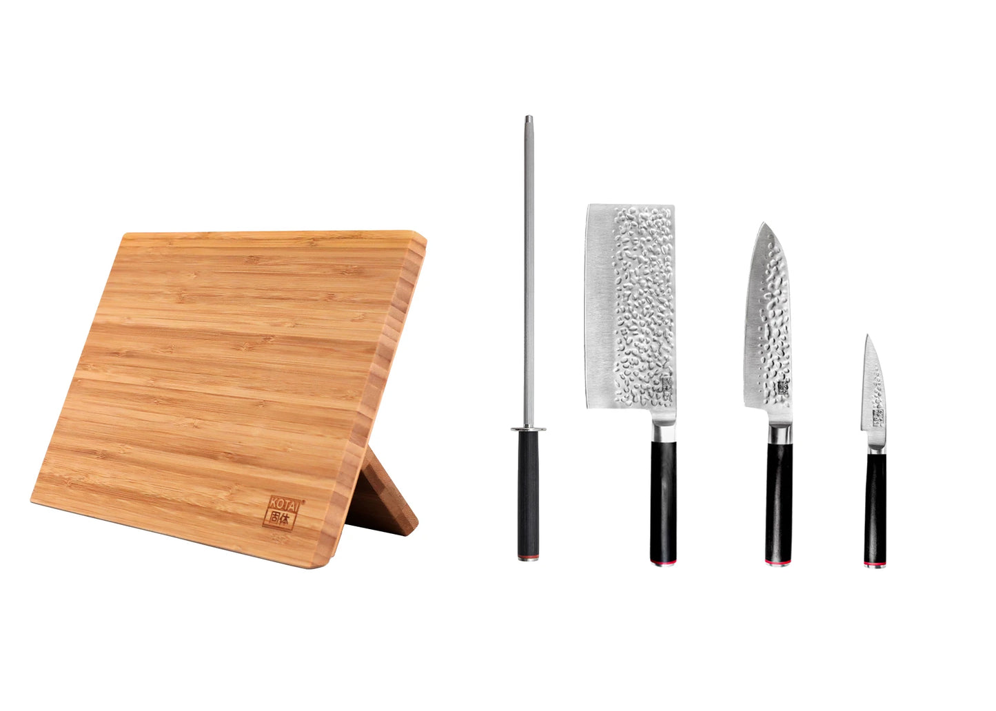 5-Piece Pakka knife set with Japanese 440C steel blades.