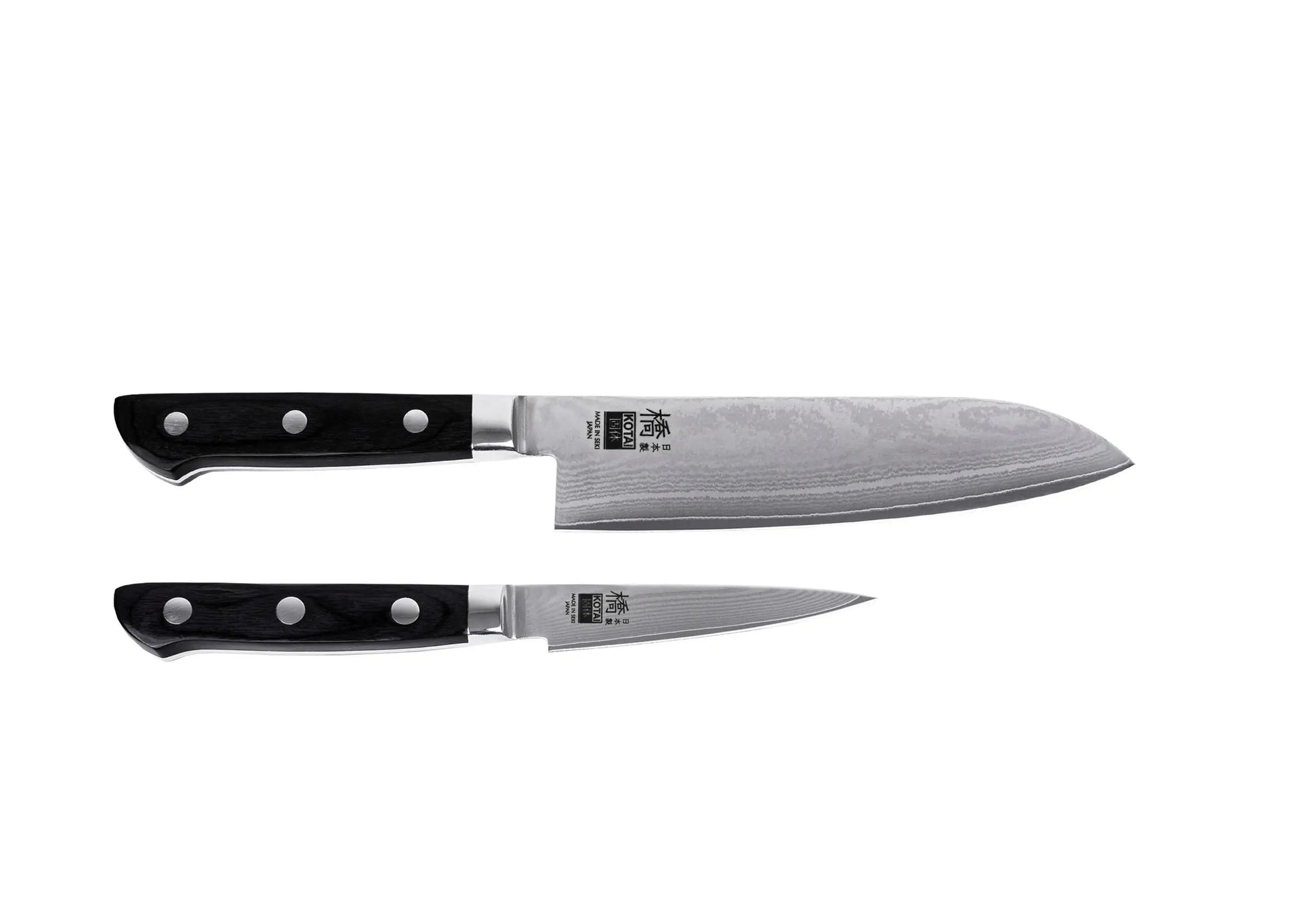 2-Piece Hashi Damascus knife collection with layered MVS10Cob steel blades.