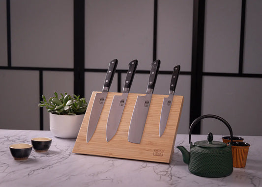 6-Piece Hashi Classic knife set with molybdenum steel blades and pakkawood handles.