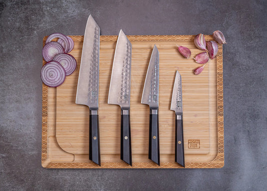 4-Piece Bunka knife collection with Japanese 440C steel blades.
