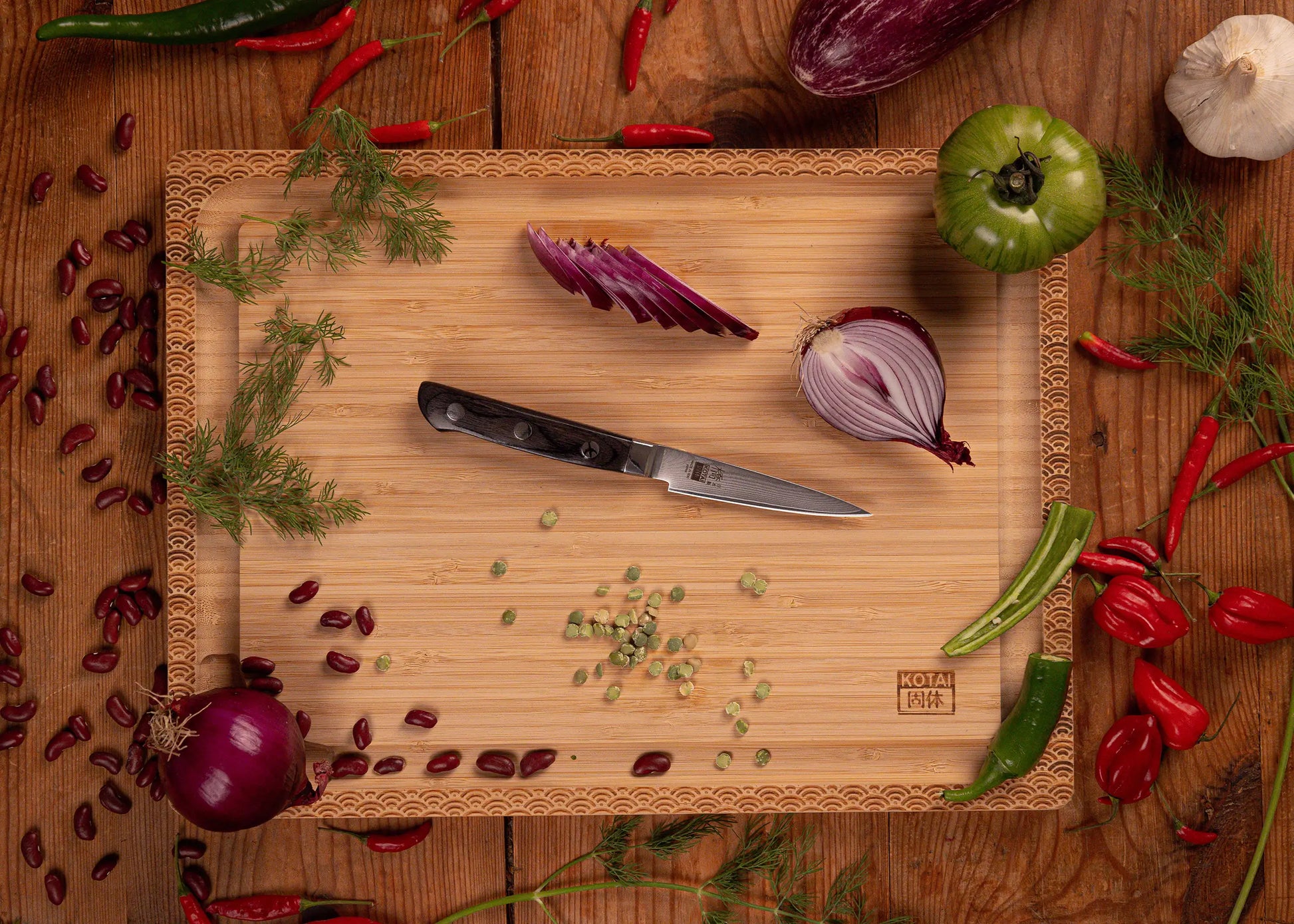 5-Piece Hashi Damascus knife collection with layered MVS10Cob steel blades.