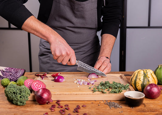 5-Piece Essential Bunka knife set with ebony handles and 440C steel blades.