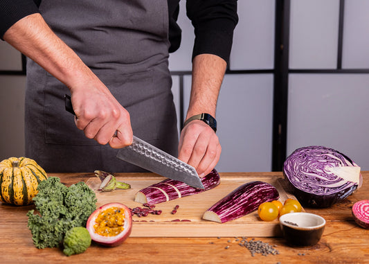 8-Piece Complete Bunka knife set with ebony handles and 440C steel blades.