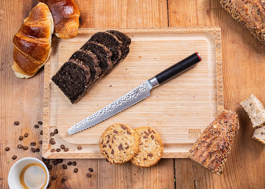 20 cm serrated bread knife with 440C blade and pakkawood handle.
