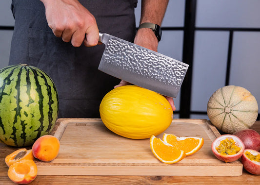 KOTAI Pakka Asian 6 Piece Knife Set with paring, Santoku, cleaver knives, honing steel, cutting board and sharpening set.