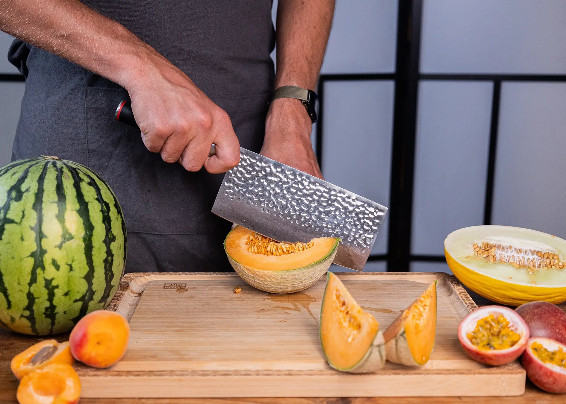 3-Piece Pakka knife set with Japanese 440C steel blades.