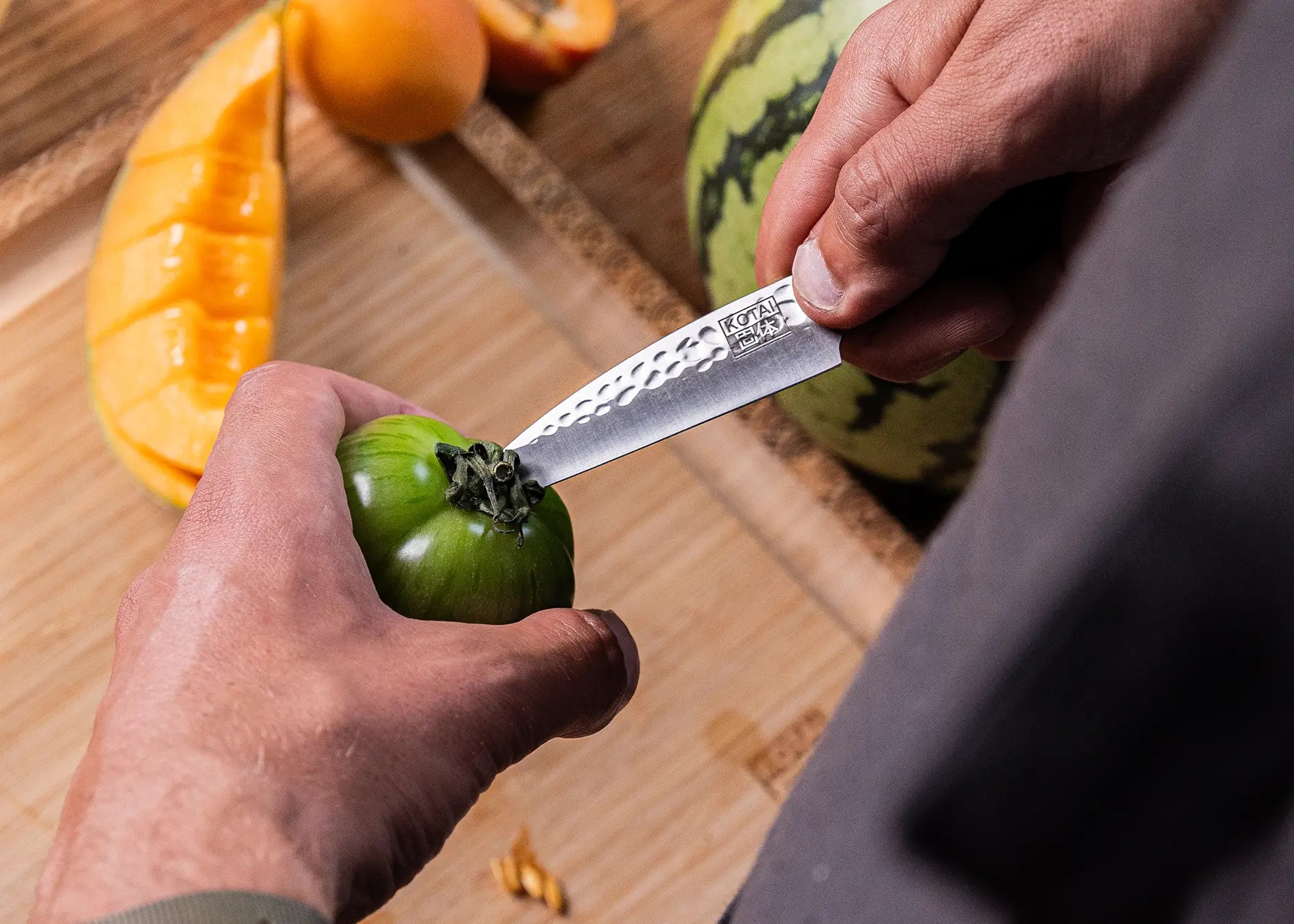 3-Piece Pakka knife set with Japanese 440C steel blades.
