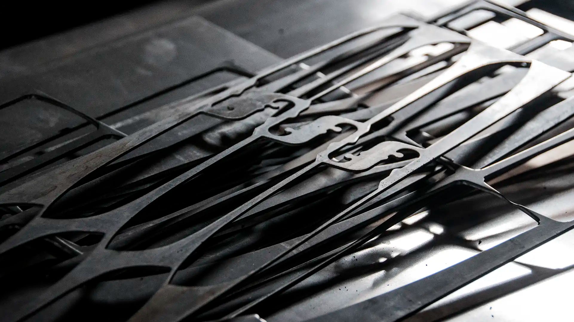 Model for cutting Santoku knife blades from 440C steel boards.