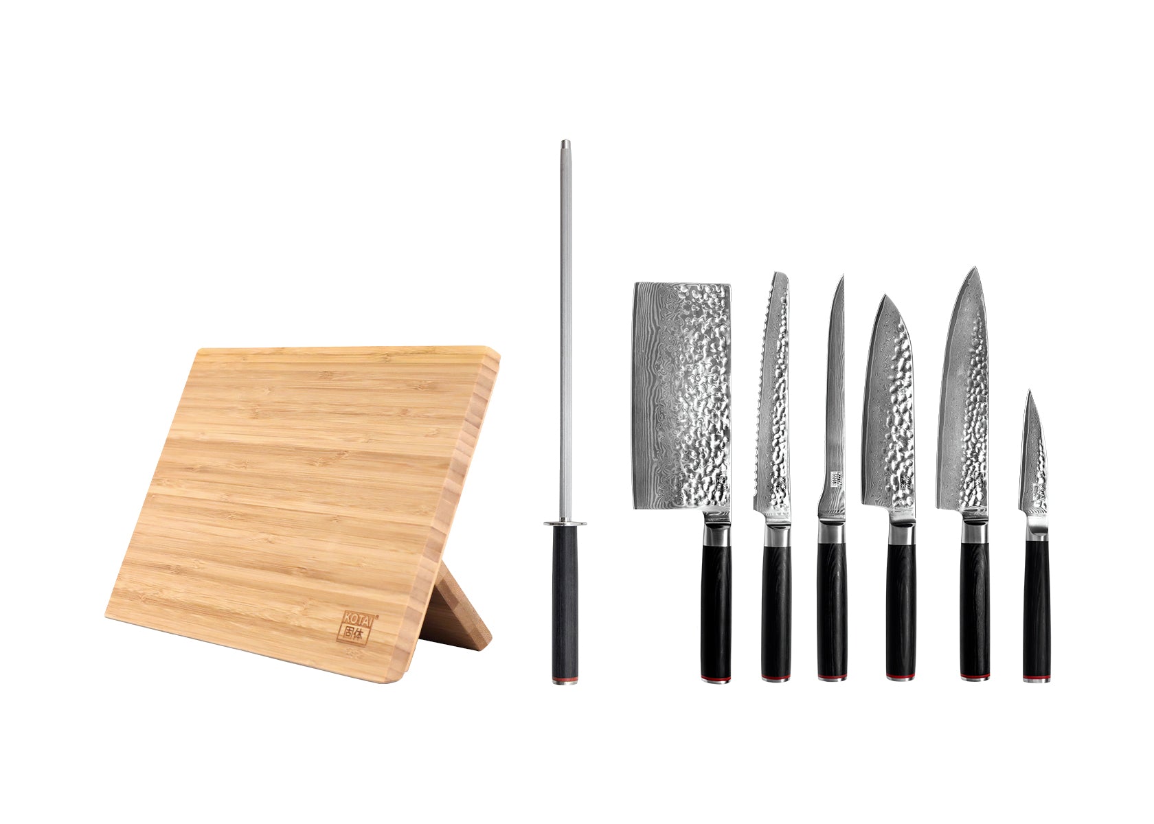 Complete Professional 8-Piece Knife Set - Pakka Damascus Collection