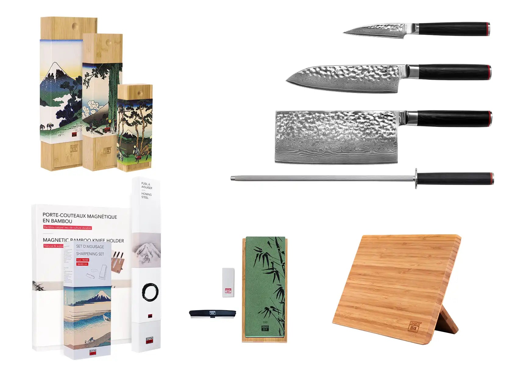 Set Asiatique de couteaux (6 pièces) - Collection Pakka Damas