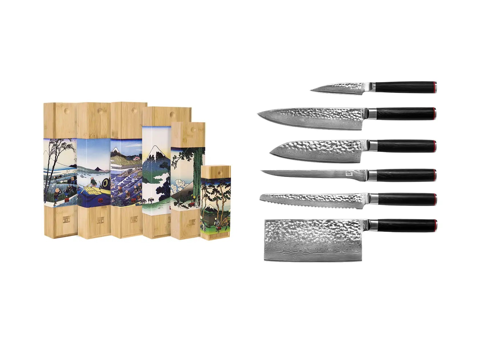 Complete 6-Piece Knife Set - Pakka Damascus Collection