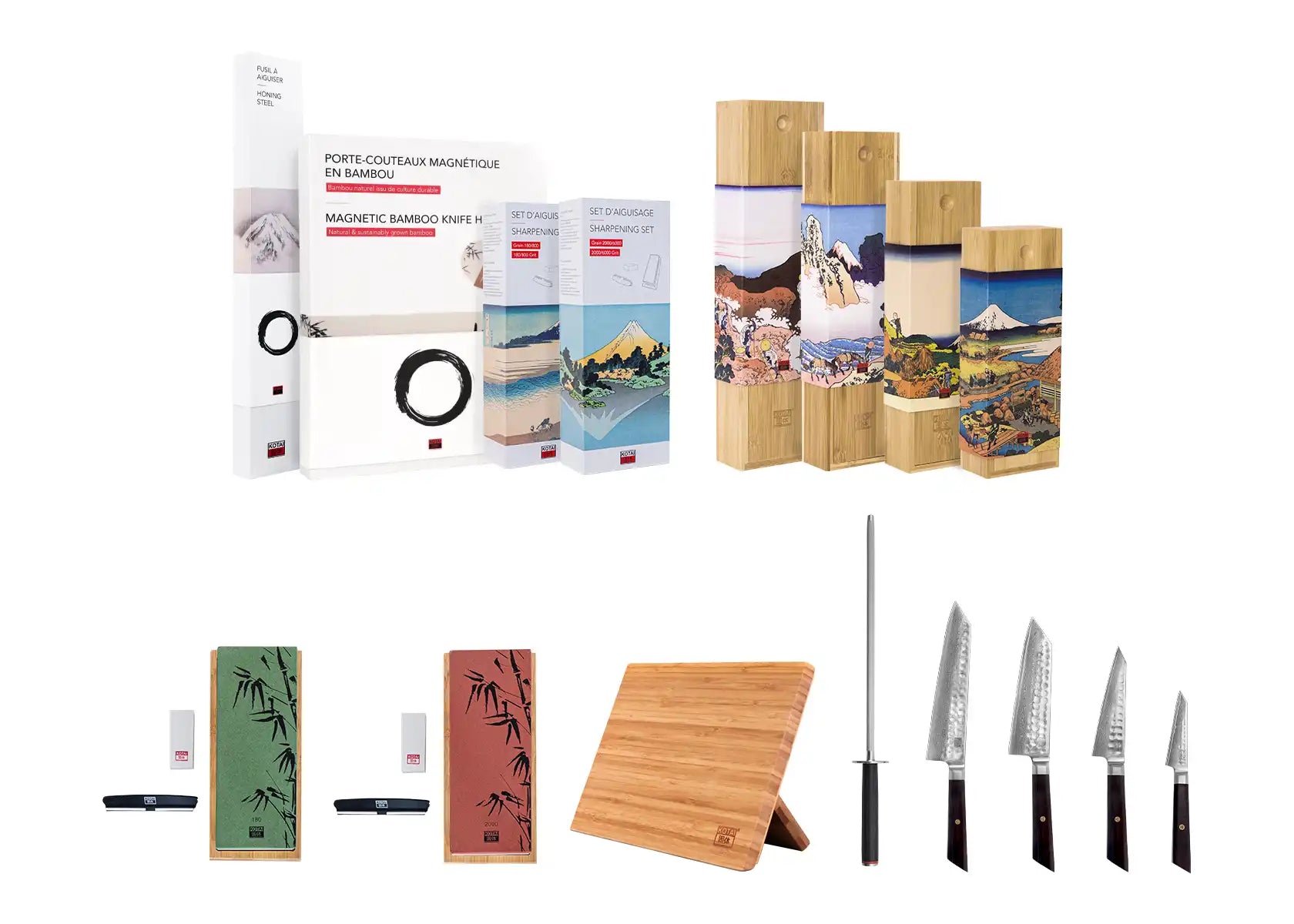 Bunka Collection KOTAI Complete 8-Piece Knife Set - Bunka Damascus Collection | KOTAI ...