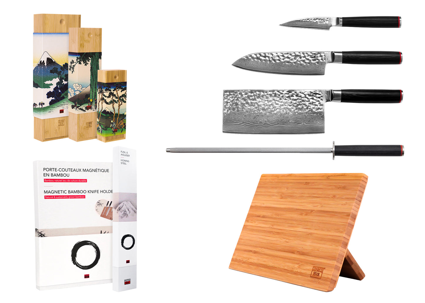 Asian 5-Piece Knife Set - Pakka Damascus Collection