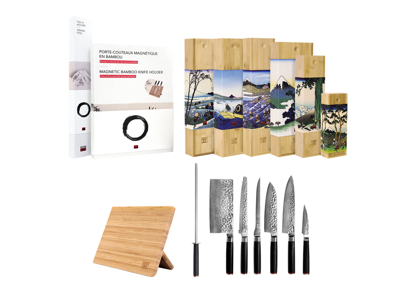 Complete Professional 8-Piece Knife Set - Pakka Damascus Collection