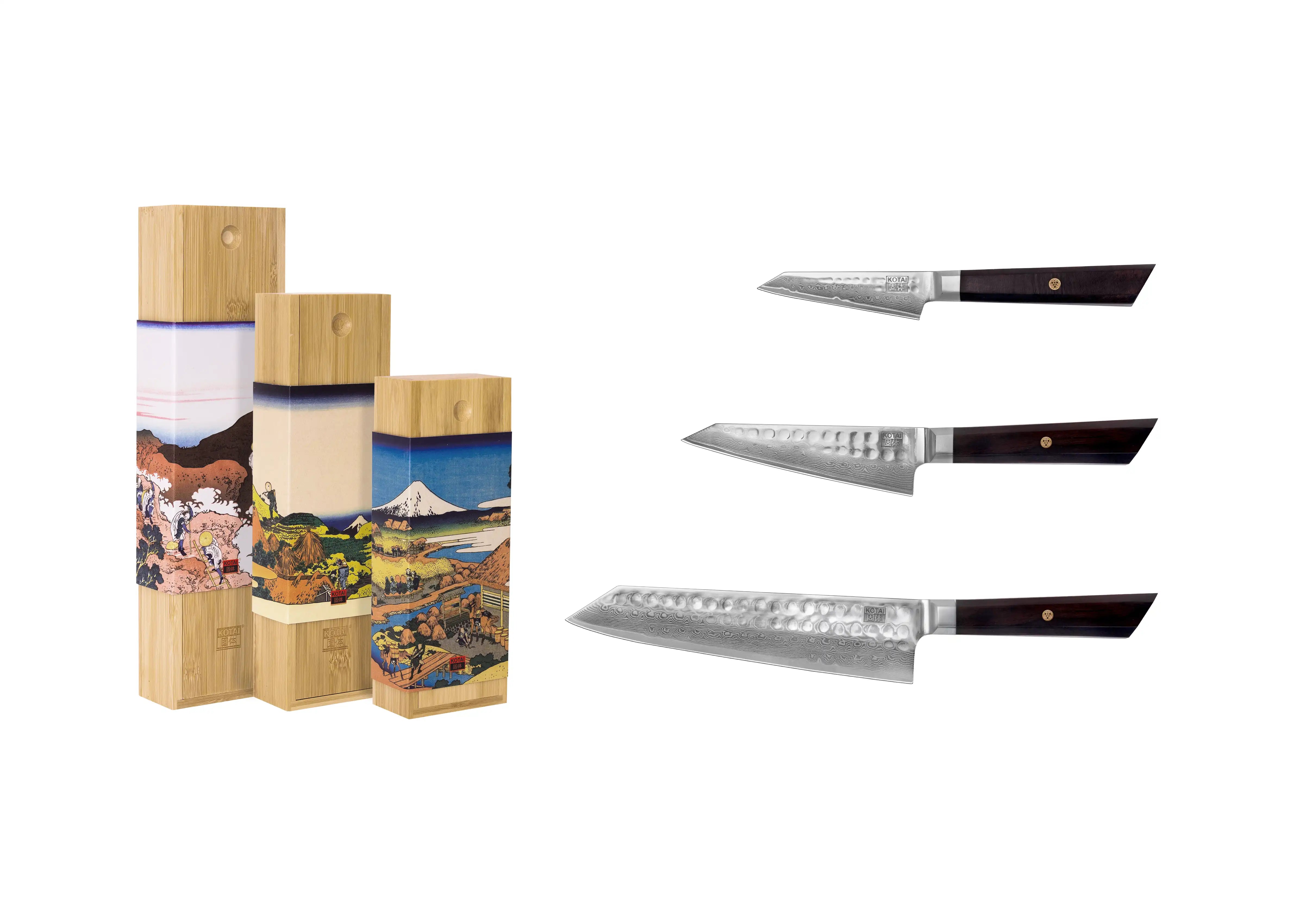 Set Essentiel de couteaux (3 pièces) - Collection Bunka Damas