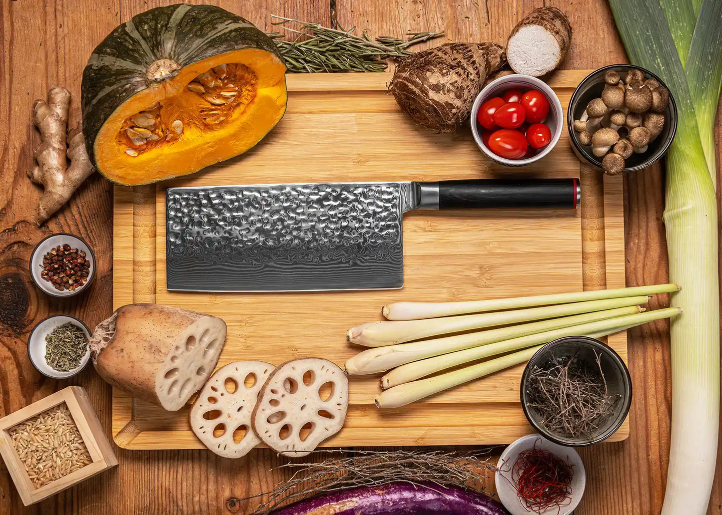 Cleaver Knife 190 mm - Pakka Damascus Collection