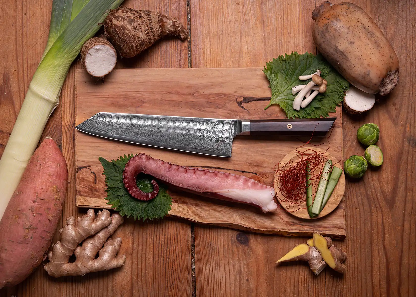 Couteau de Chef Kiritsuke Damas - Collection Bunka - Lame de 210 mm