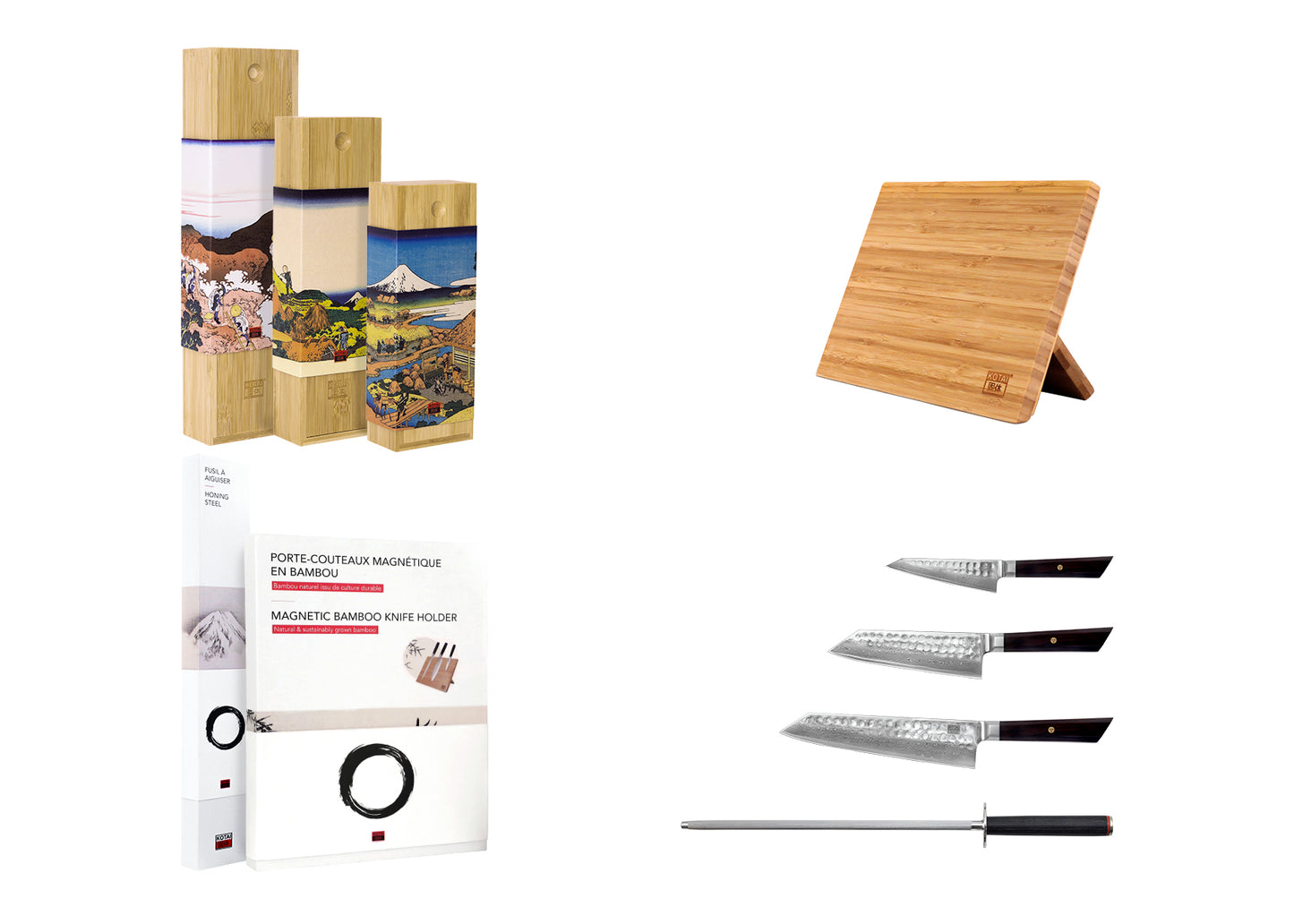 Ensemble de couteaux professionnels essentiels 5 pièces - Collection Bunka Damascus
