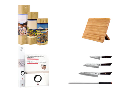 Ensemble de couteaux professionnels essentiels 5 pièces - Collection Bunka Damascus