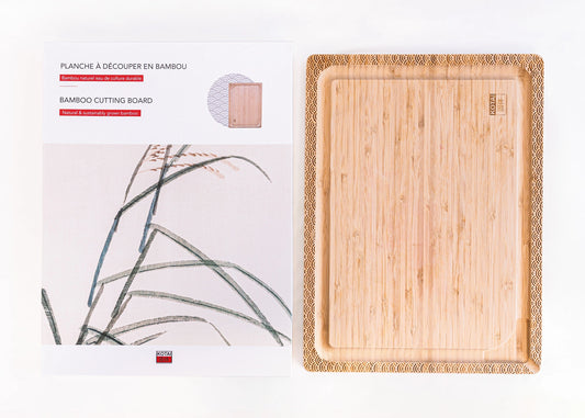 Tagliere in Bambù (motivo ondulato) – 40 × 30 × 2 cm