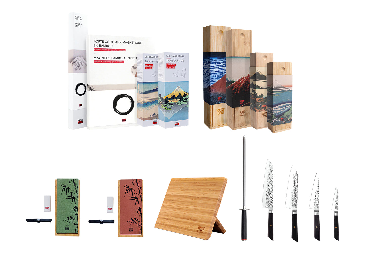 Ensemble complet de couteaux 8 pièces - Collection Bunka