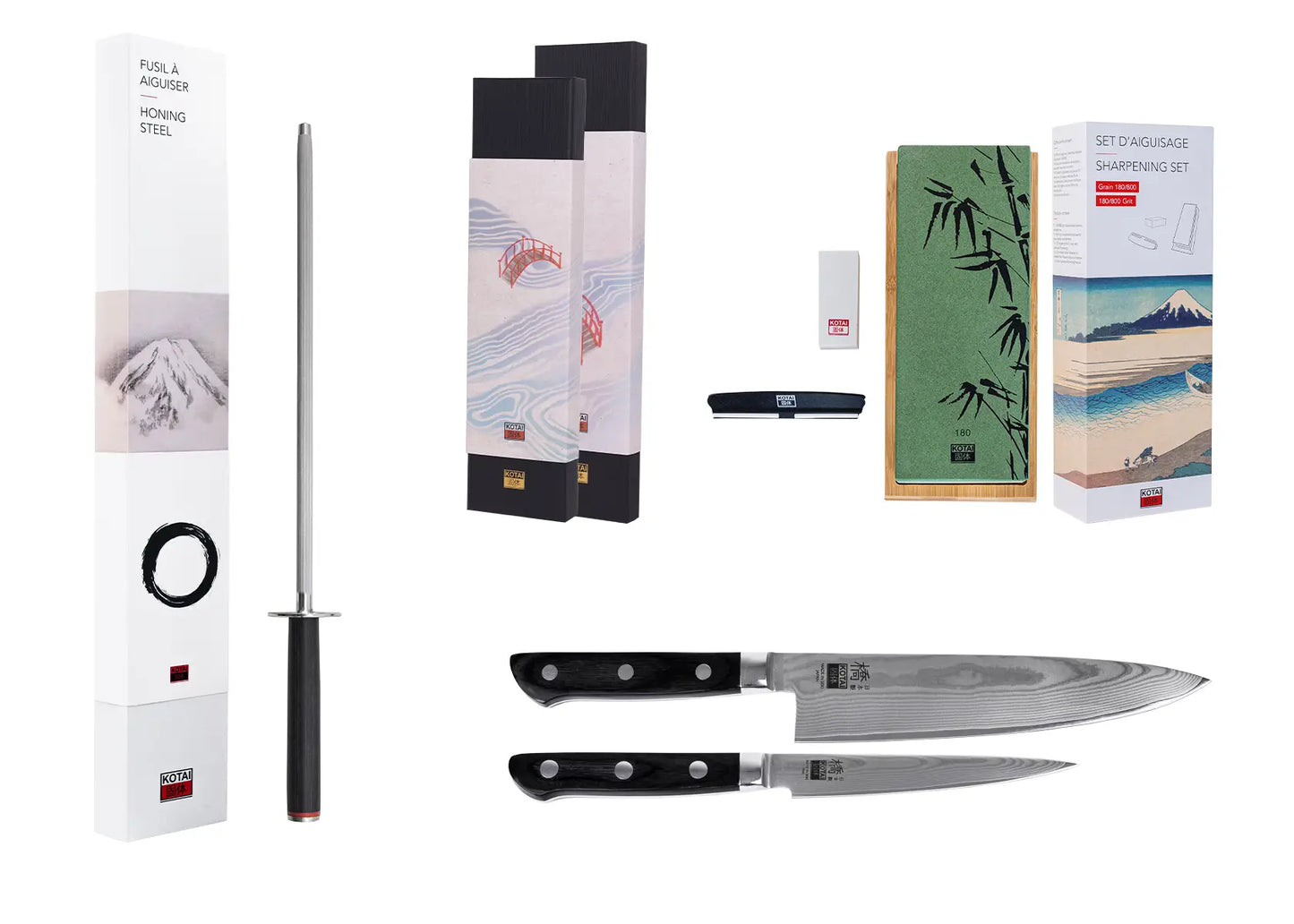 Set Édition Limitée de Couteaux 4 Pièces - Collection Hashi Damas