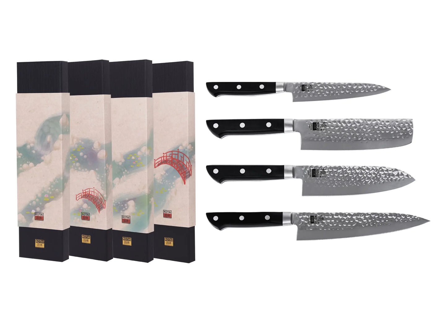 Set Complet de Couteaux 4 Pièces - Collection Hashi Tsuchime