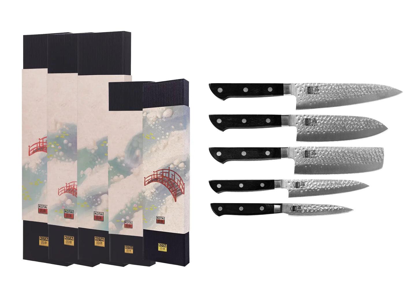 Complete 5-Piece Knife Set - Hashi Tsuchime Collection