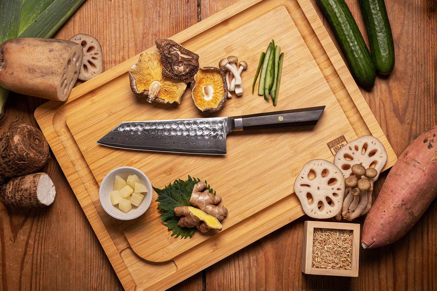 Set de Inicio de Cuchillos de 3 Piezas - Colección Bunka Damascus (Vara de Afilado)