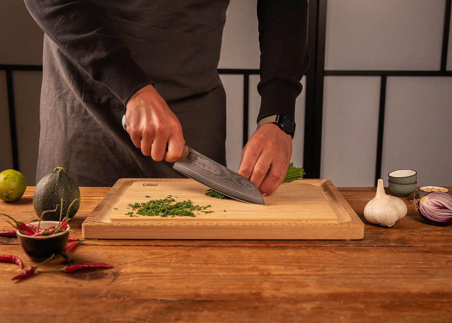 Couteau Santoku - Lame de 180 mm - Collection Hashi Damas