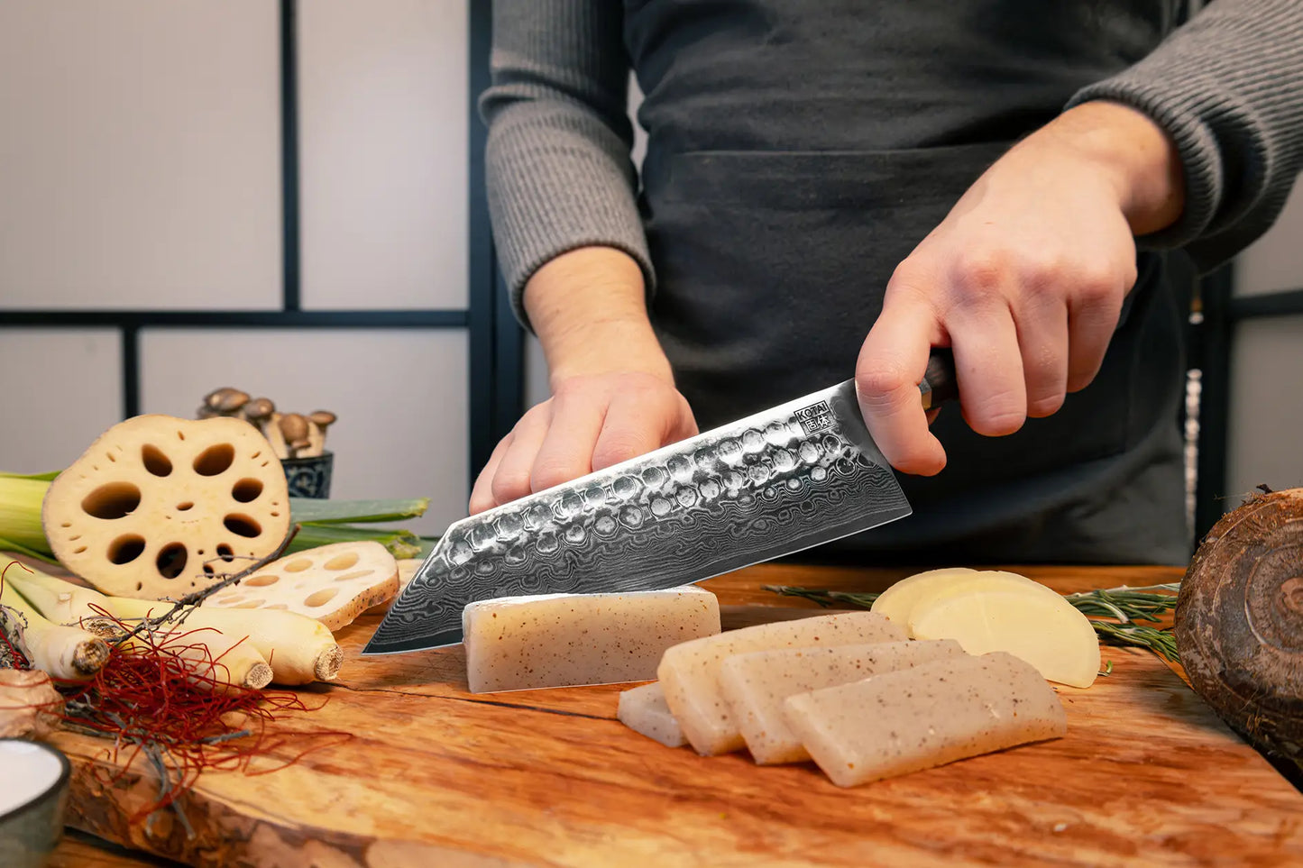 Set de Inicio de Cuchillos de 3 Piezas - Colección Bunka Damascus (Vara de Afilado)