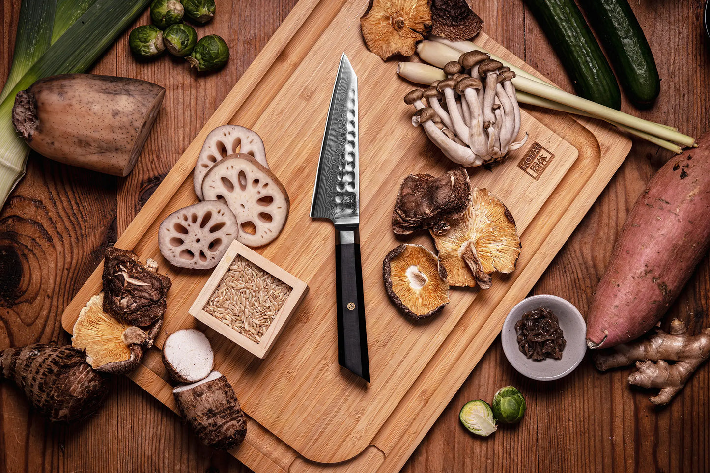Complete 8-Piece Knife Set - Bunka Damascus Collection