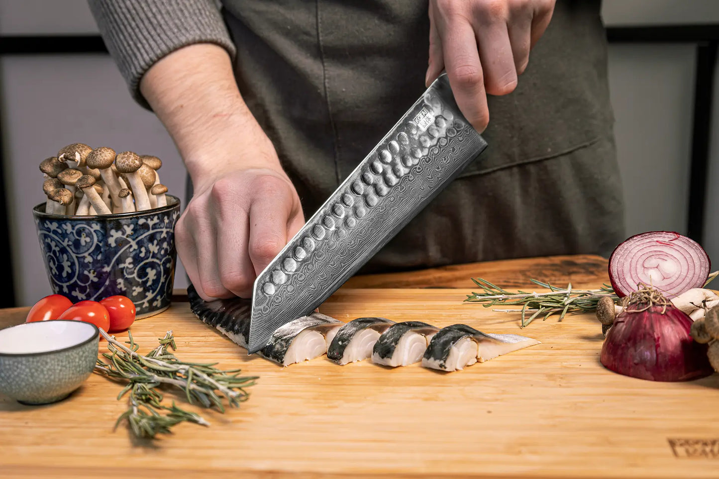 Complete 8-Piece Knife Set - Bunka Damascus Collection