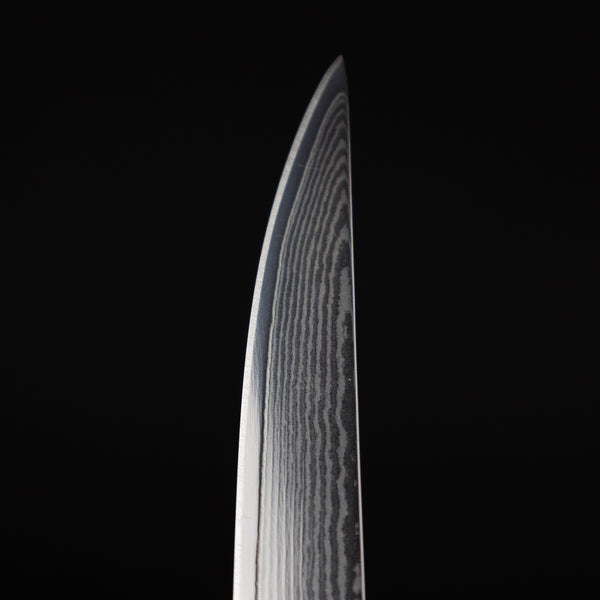zoom on the kotai fillet knife pakka collection to appreciate the features of the damascus steel, displayed on a black background