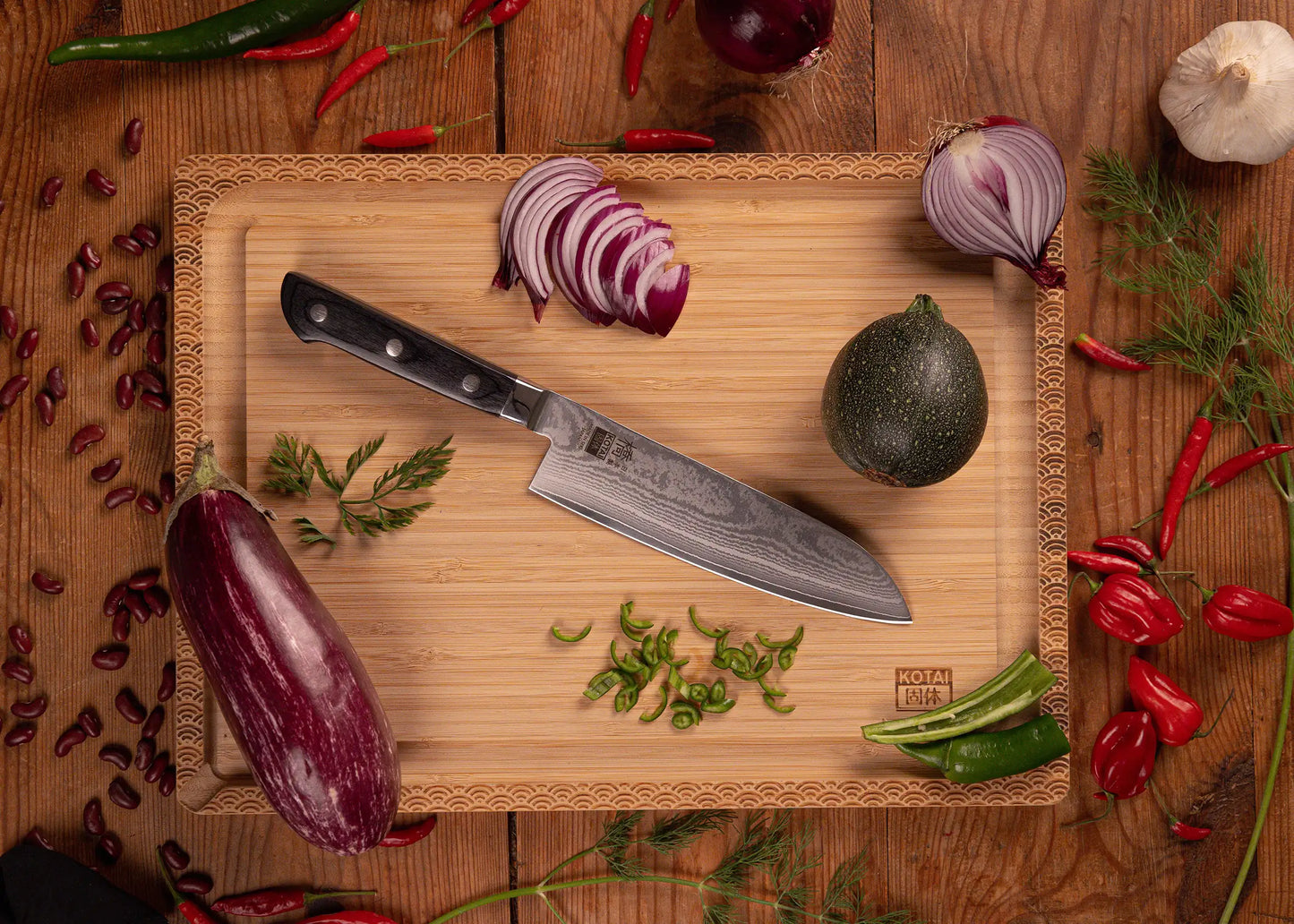Couteau Santoku - Lame de 180 mm - Collection Hashi Damas