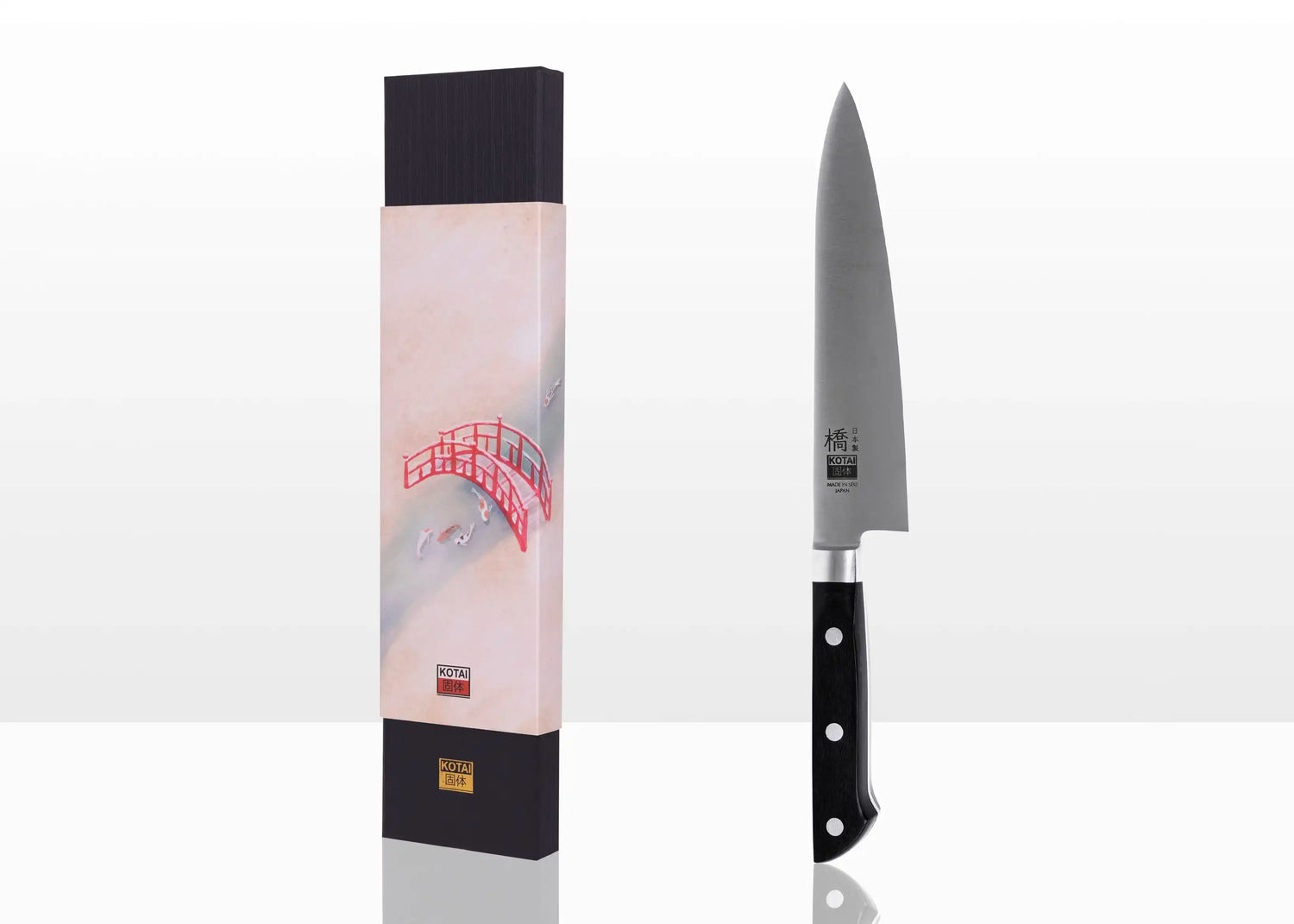 180 mm Hashi Classic Gyuto chef knife with molybdenum steel blade and pakkawood handle.