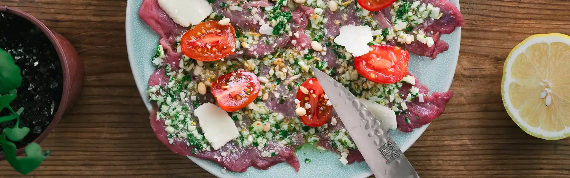 KOTAI's simple recipe of a beef carpaccio with homemade pesto.