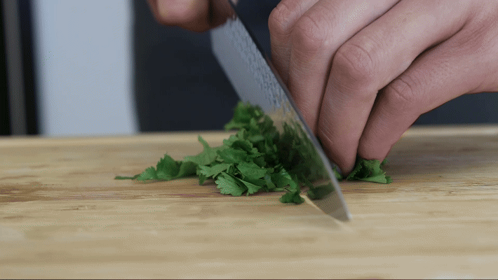 How to cross chop some herbs.