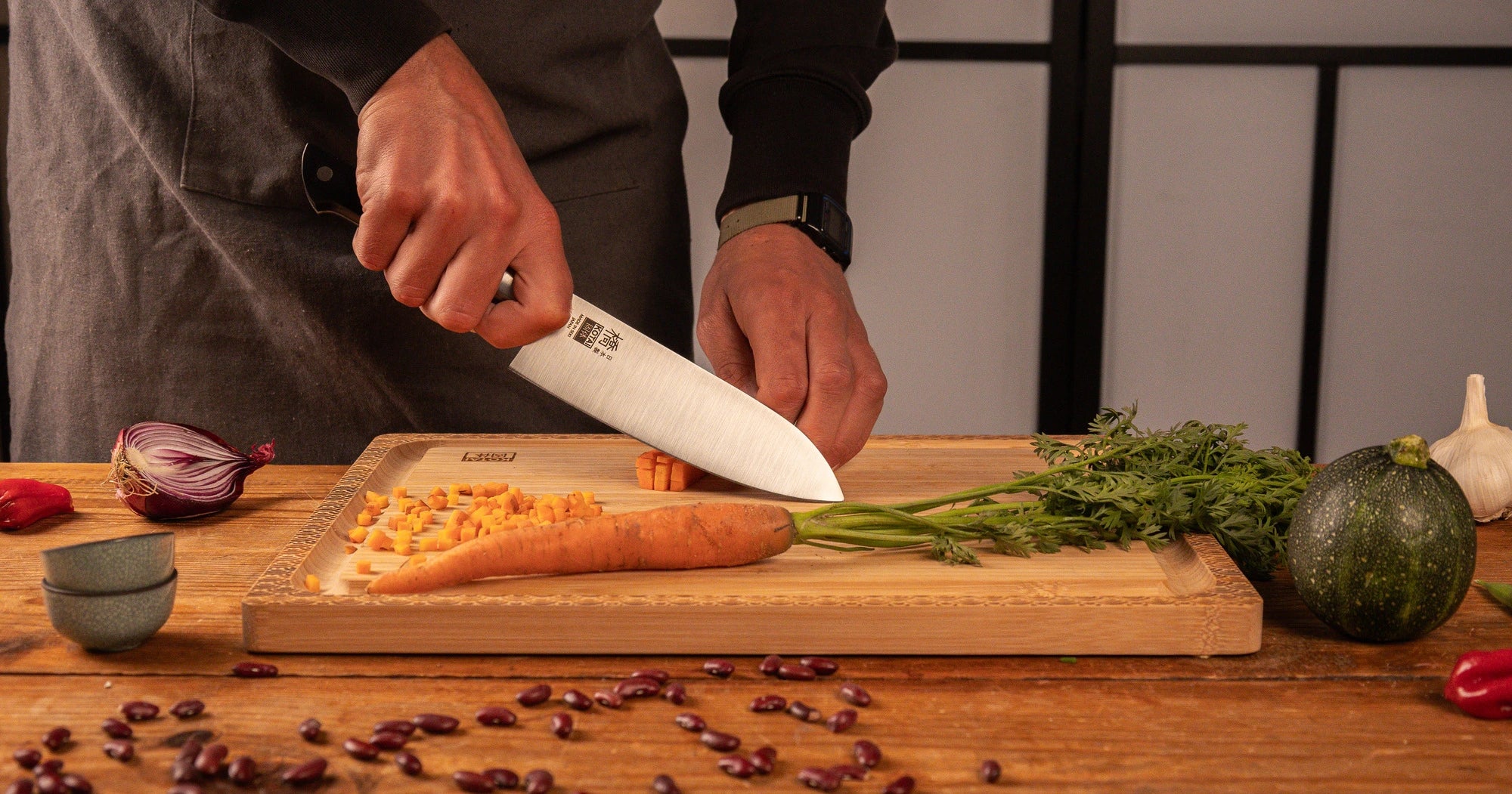 How to cut food like a chef using a kitchen knife.
